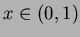 $x\in (0,1)$
