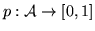 $p :{\cal A} \rightarrow [0,1]$