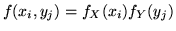 $f(x_i,y_j) = f_X(x_i)f_Y(y_j)$