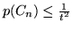 $p(C_n) \leq \frac{1}{t^2}$