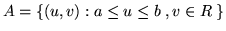 $A = \{(u,v): a \leq u \leq b \;, v \in R \; \}$