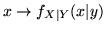 $x \rightarrow f_{X\vert Y}(x\vert y)$