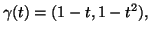 $ \gamma(t)=(1-t,1-t^2),$