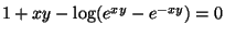 $1+xy-\log (e^{xy}-e^{-xy})=0$